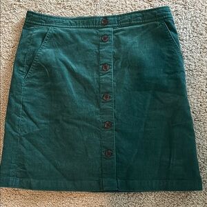 Jcrew Factory Green Button-Front Corduroy Skirt